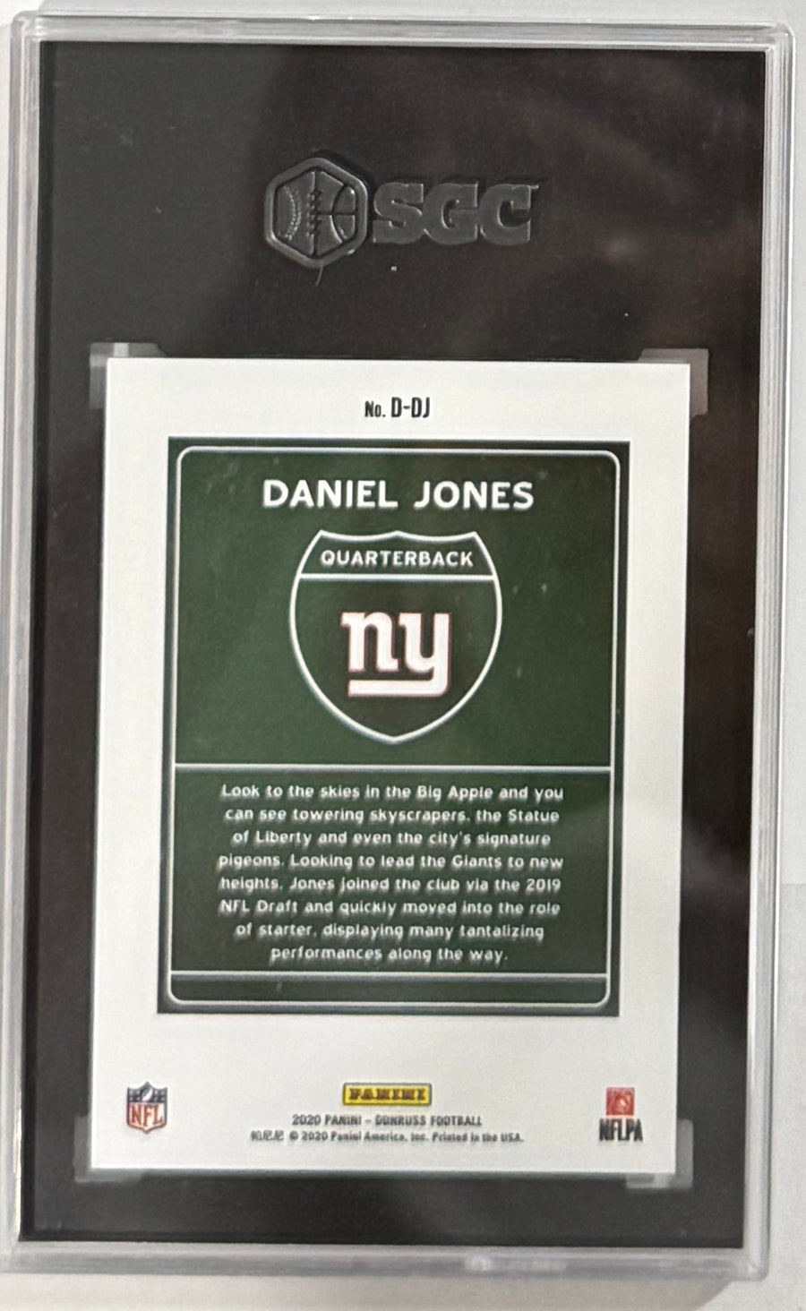 2020 Daniel Jones — Donruss Downtown — SGC 10 — back photograph