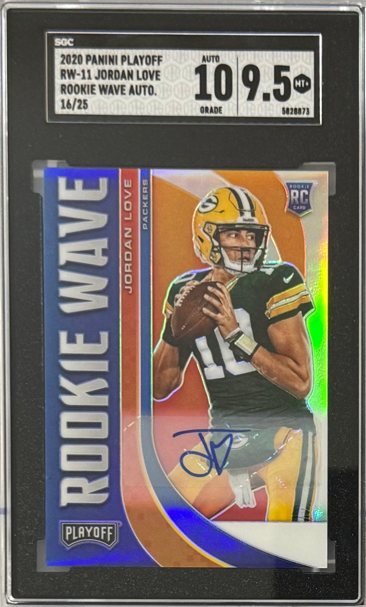 2020 Jordan Love — Playoff Rookie Wave Autographs — SGC 9.5 — front — Inventory P302-A