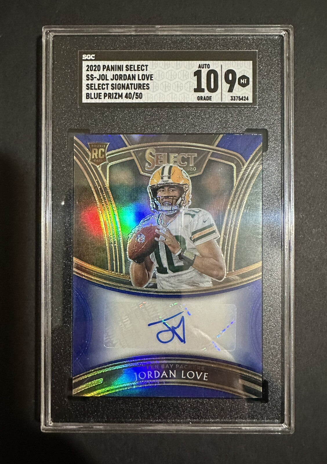 2020 Jordan Love — Select Signatures Blue Prizm — SGC 9 — front — Inventory P302-B