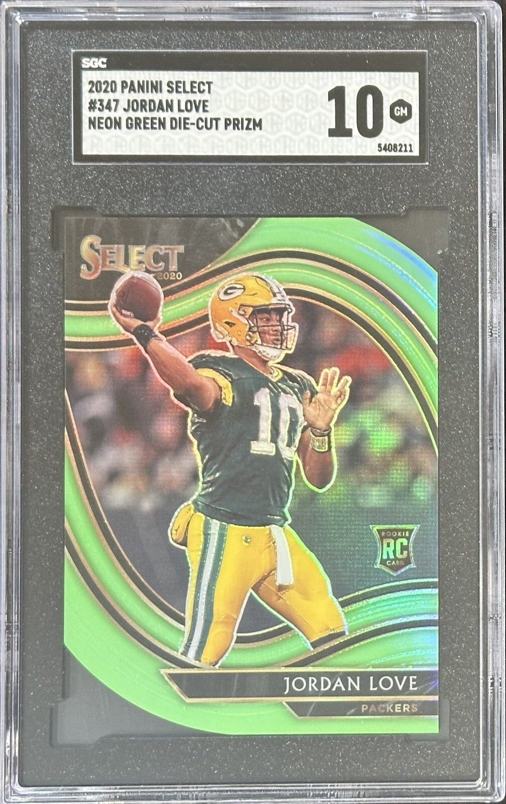 2020 Jordan Love — Select Field Level [Neon Green Die-Cut Prizm] — SGC 10 — front — Inventory P302-C