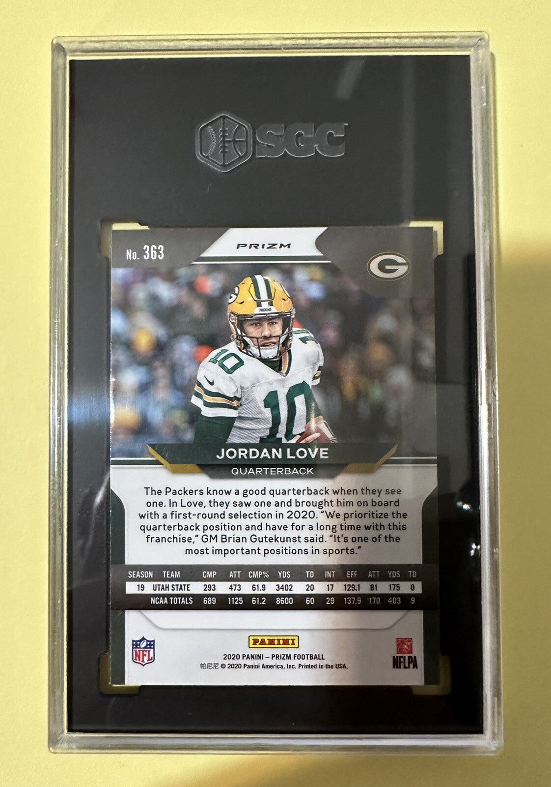 2020 Jordan Love — Prizm [Pink Prizm] — SGC 10 — back — Inventory P303-A