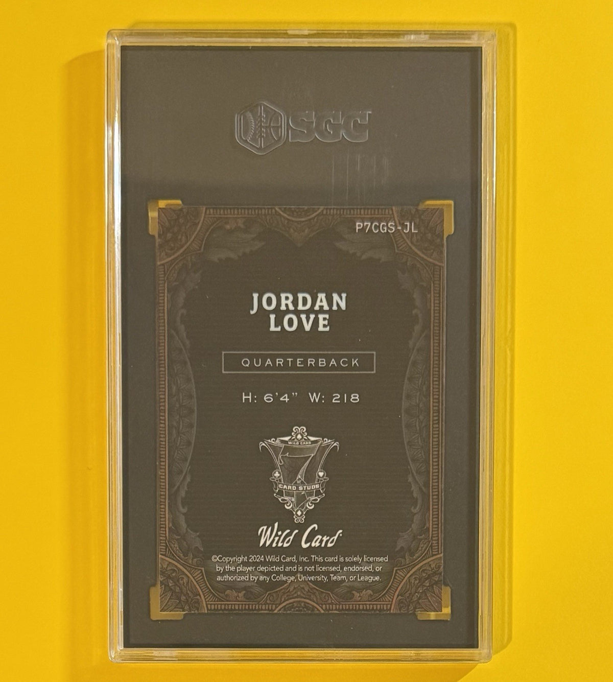 2024 Jordan Love — 7 Card Studs Promo Spades [White Rainbow] — SGC 10 — back — Inventory P304-C