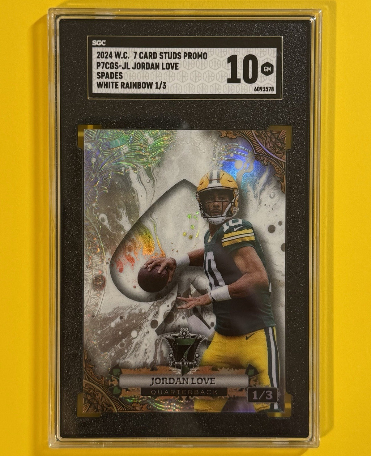 2024 Jordan Love — 7 Card Studs Promo Spades [White Rainbow] — SGC 10 — front — Inventory P304-C