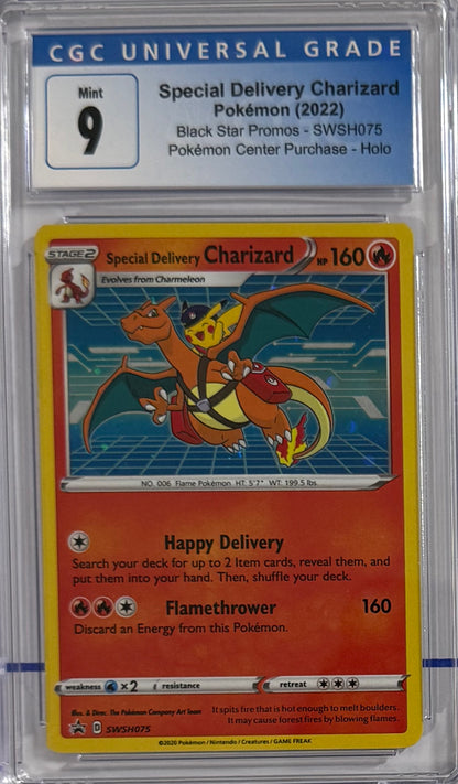 2022 Special Delivery Charizard — Sword & Shield Black Star Promos Black Star Promo [Pokémon Center Purchase — Holo] — CGC 9 — front — Inventory P401-A
