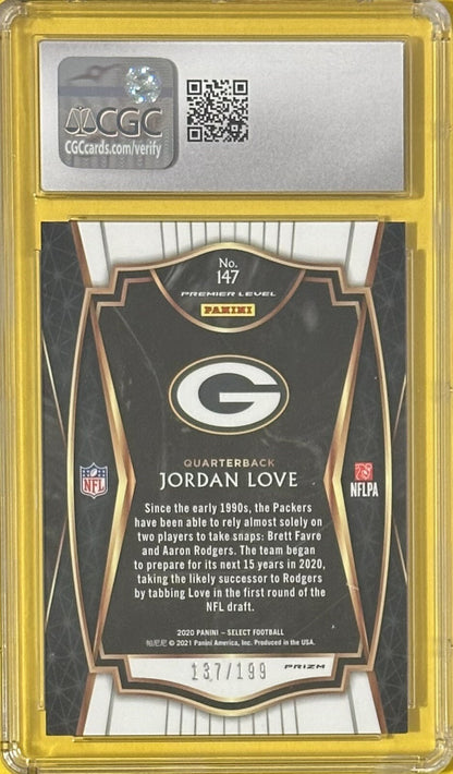 2020 Jordan Love — Select Premier Level [Tri-Color Prizm] — CGC 10 — back — Inventory P402-A