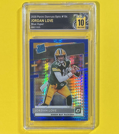2020 Jordan Love — Donruss Optic Rated Rookies [Blue Hyper Prizm] — Black Mamba Grading 10 — front — Inventory P500-B