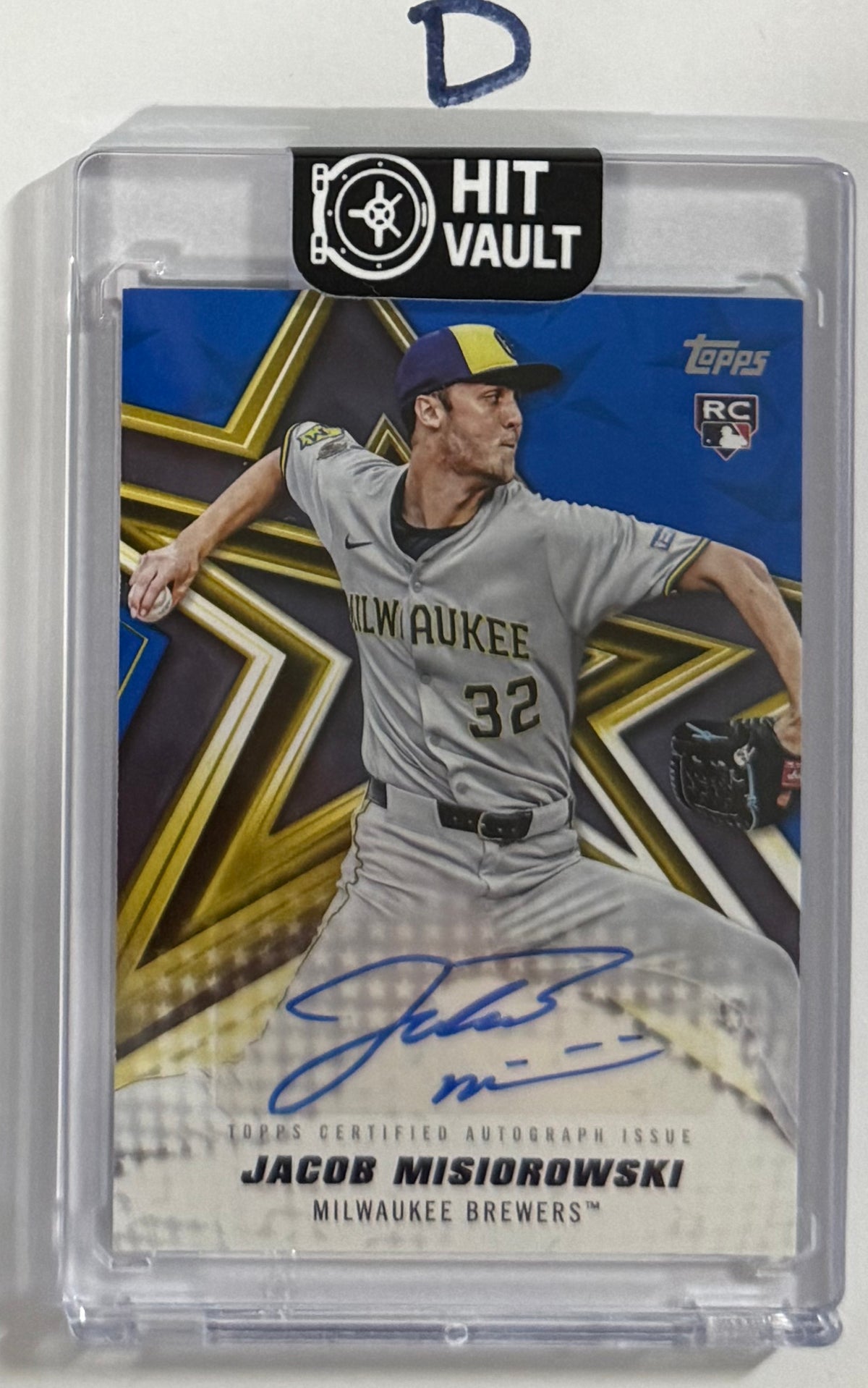 2026 Jacob Misiorowski — Topps Series 1 Baseball Stars Autographs [Blue] — front — Inventory P600-D