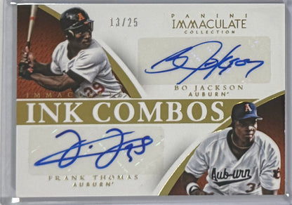 2015 Frank Thomas / Bo Jackson — Immaculate Collection Collegiate Multi-Sport Immaculate Ink Combos [Base] — front — Inventory P601-A