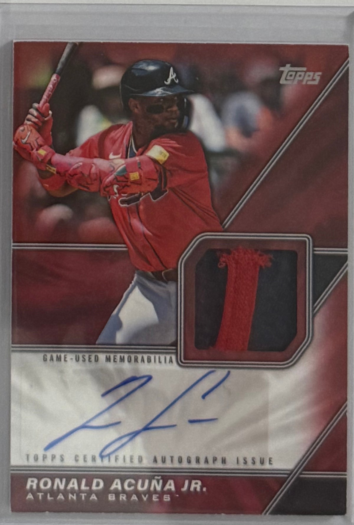2026 Ronald Acuña Jr. — Topps Series 1 Major League Material Autographs [Red] — front — Inventory P601-D