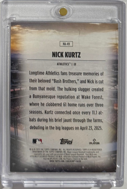 2025 Nick Kurtz — Topps Update Series Home Field Advantage [SSP / Case Hit] — back — Inventory P602-D