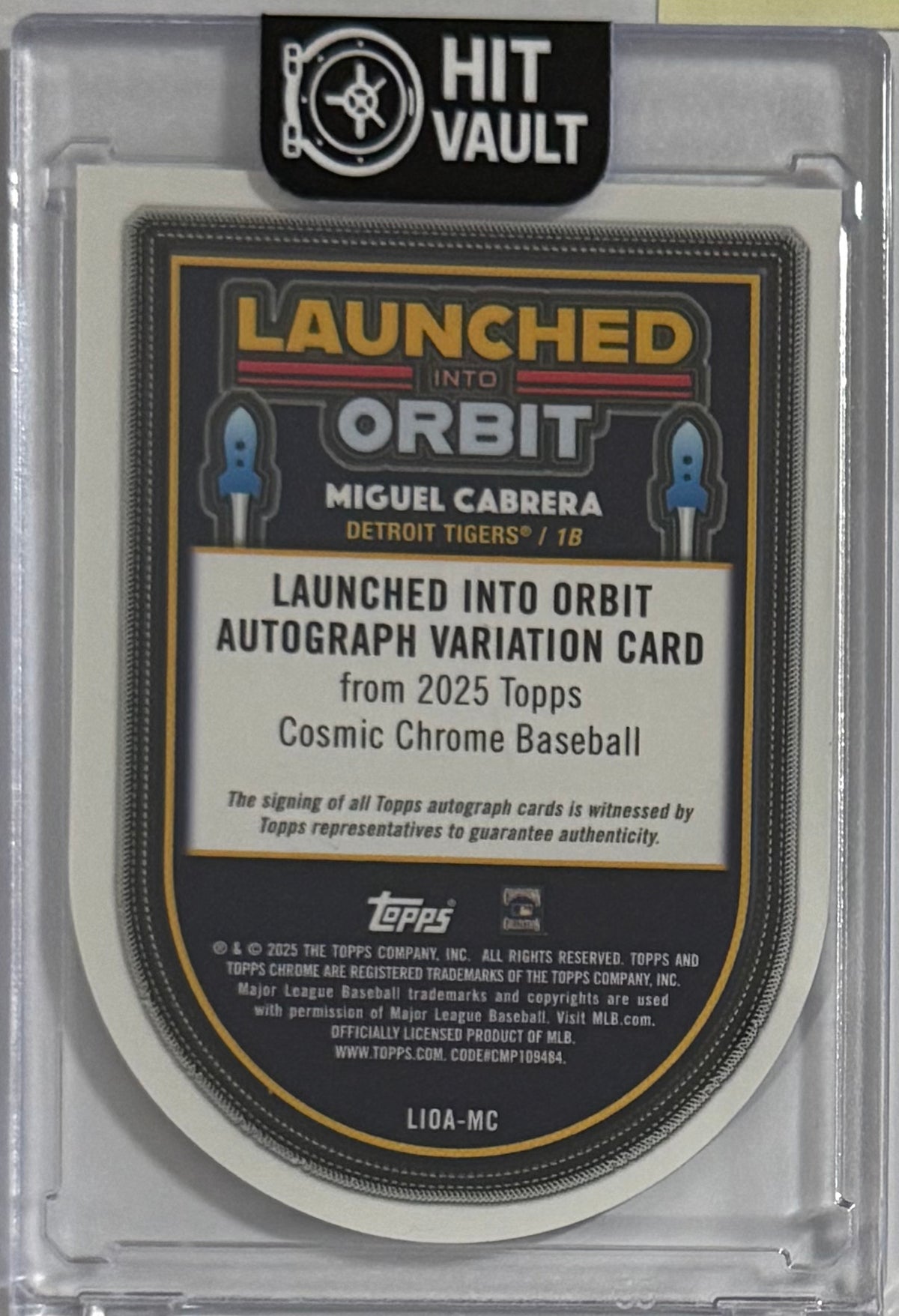 2025 Miguel Cabrera — Topps Cosmic Chrome Launched Into Orbit Autograph Variation [Base] — back — Inventory P603-A