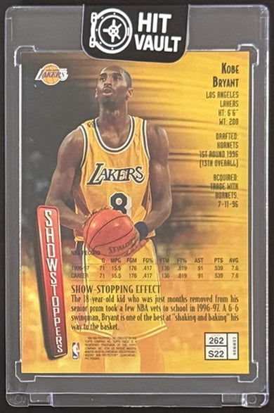 1997-98 Kobe Bryant — Finest Showstoppers [Common (Bronze) — Protective Coating] — back — Inventory P700-B