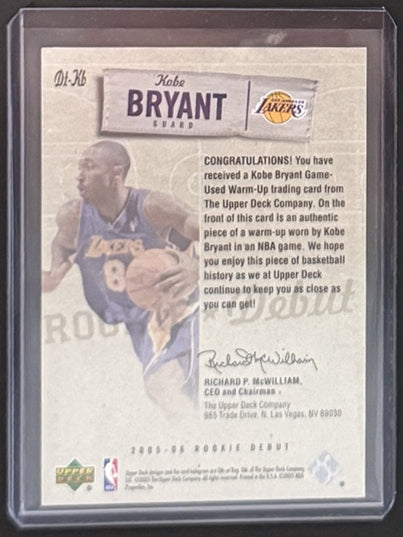 2005-06 Kobe Bryant — Upper Deck Rookie Debut Debut Threads — back — Inventory P700-C