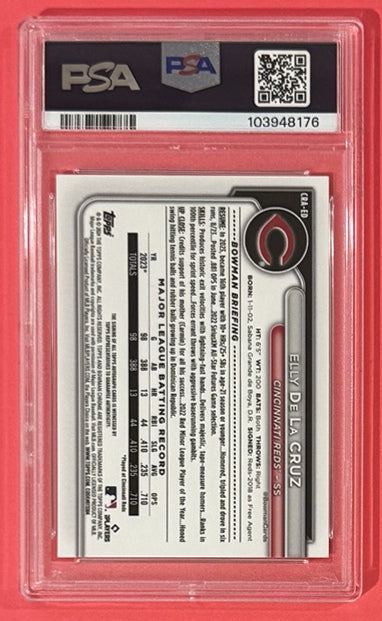 2024 Elly De La Cruz — Bowman Chrome Rookie Autographs [Base] — PSA 9 — back — Inventory P704-A