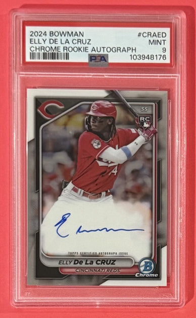 2024 Elly De La Cruz — Bowman Chrome Rookie Autographs [Base] — PSA 9 — front — Inventory P704-A