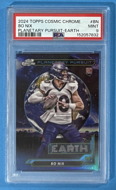 2024 Bo Nix — Cosmic Chrome Planetary Pursuit [Earth] — PSA 9 — front — Inventory P704-C