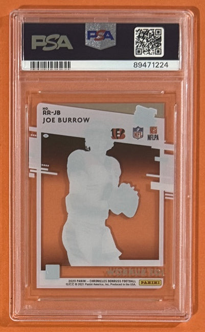 2020 Joe Burrow — Chronicles Clearly Donruss Rated Rookie [Base] — PSA 10 — back — Inventory P705-B