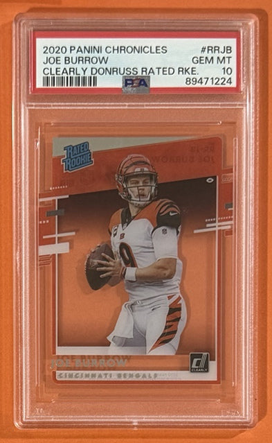 2020 Joe Burrow — Chronicles Clearly Donruss Rated Rookie [Base] — PSA 10 — front — Inventory P705-B