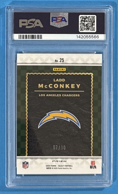 2024 Ladd McConkey — Select Score Select Throwback [Gold Prizm] — PSA 10 — back — Inventory P706-D