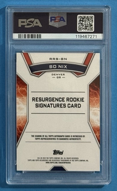 2024 Bo Nix — Resurgence Resurgence Rookie Signatures [Lime Green Static] — PSA 9 — back — Inventory P707-D