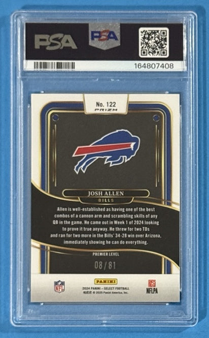 2024 Josh Allen — Select Premier Level [Dragon Scale Prizm] — PSA 10 — back — Inventory P708-A