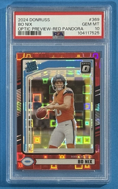2024 Bo Nix — Donruss Optic Preview / Rated Rookie [Red Pandora] — PSA 10 — front — Inventory P708-B