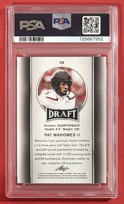 2017 Patrick Mahomes II — Leaf Draft Base [Base] — PSA 10 — back — Inventory P710-B