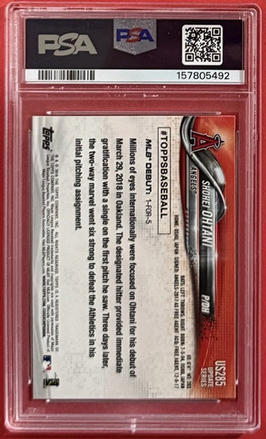 2018 Shohei Ohtani — Topps Update Rookie Debut [Base] — PSA 9 — back — Inventory P710-C
