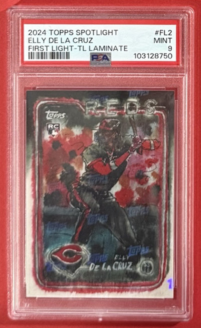 2024 Elly De La Cruz — Topps Spotlight First Lights [Topps Logo Laminate] — PSA 9 — front — Inventory P711-C