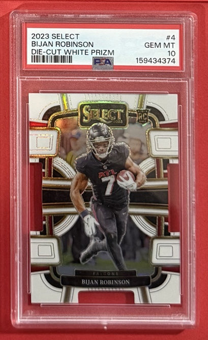 2023 Bijan Robinson — Select Concourse [Die-Cut White Prizm] — PSA 10 — front — Inventory P711-D