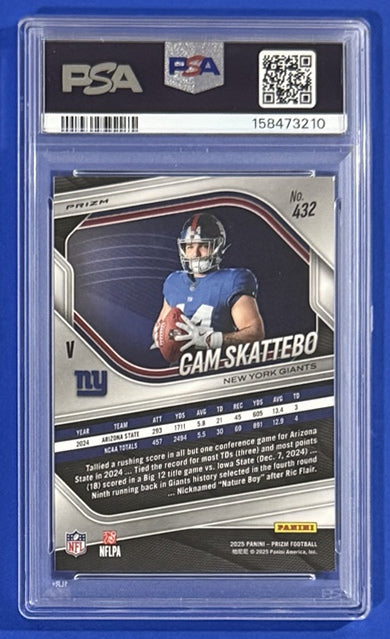 2025 Cam Skattebo — Prizm Base [Silver Prizm] — PSA 9 — back — Inventory P712-B