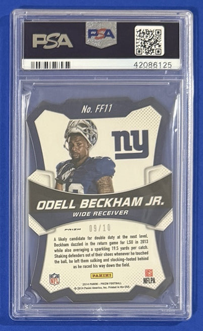2014 Odell Beckham Jr. — Prizm Fresh Faces [Gold Prizm] — PSA 9 — back — Inventory P144-C