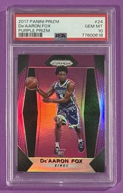 2017 De'Aaron Fox — Prizm [Purple Prizm] — PSA 10 — front — Inventory P715-B