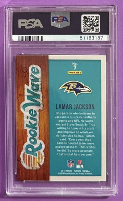 2018 Lamar Jackson — Playoff Rookie Wave — PSA 10 — back — Inventory P715-D