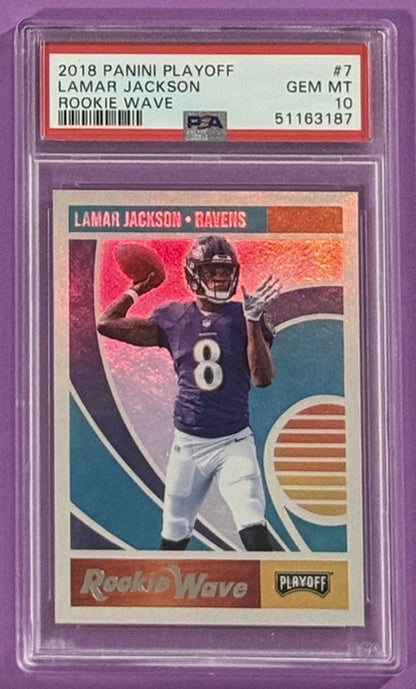 2018 Lamar Jackson — Playoff Rookie Wave — PSA 10 — front — Inventory P715-D