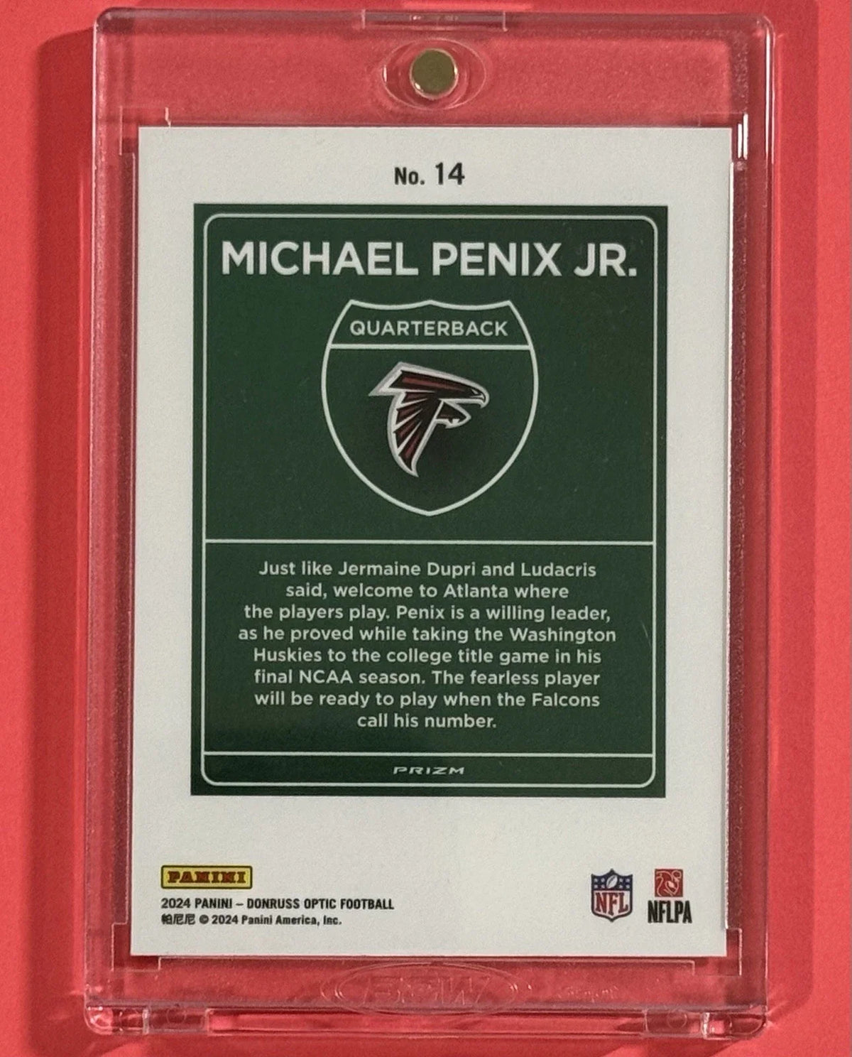 P716-C — 2024 Donruss Optic Michael Penix Jr. Downtown Rookie #14 — back