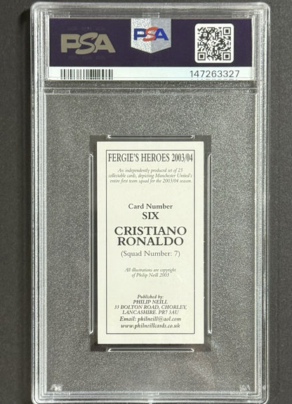 2003 Cristiano Ronaldo — Fergie's Heroes — PSA 10 — back — Inventory P597-C