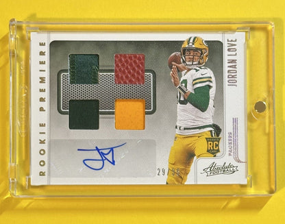 2020 Jordan Love — Absolute Rookie Premiere Materials Autographs [Base] — front — Inventory P069-A
