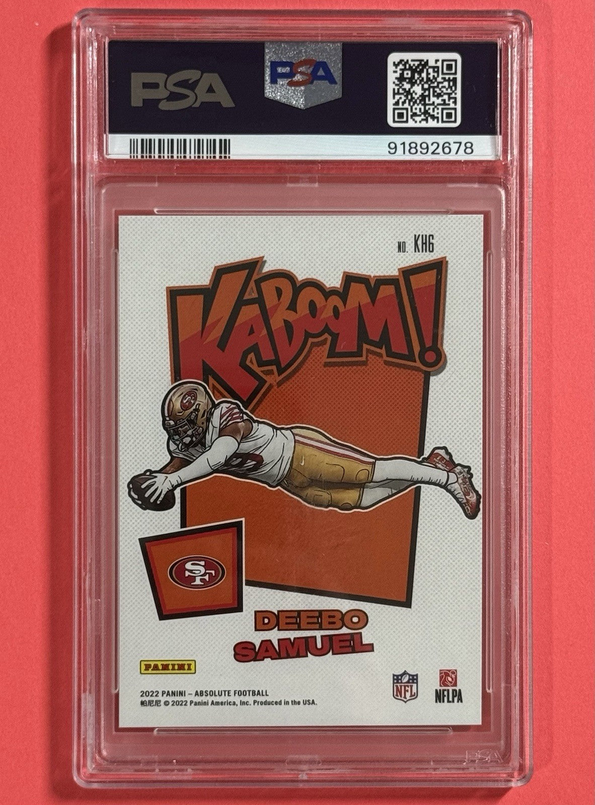 2022 Deebo Samuel — Absolute Kaboom! Horizontal [SSP / Case Hit] — PSA 10 — back — Inventory P133-B