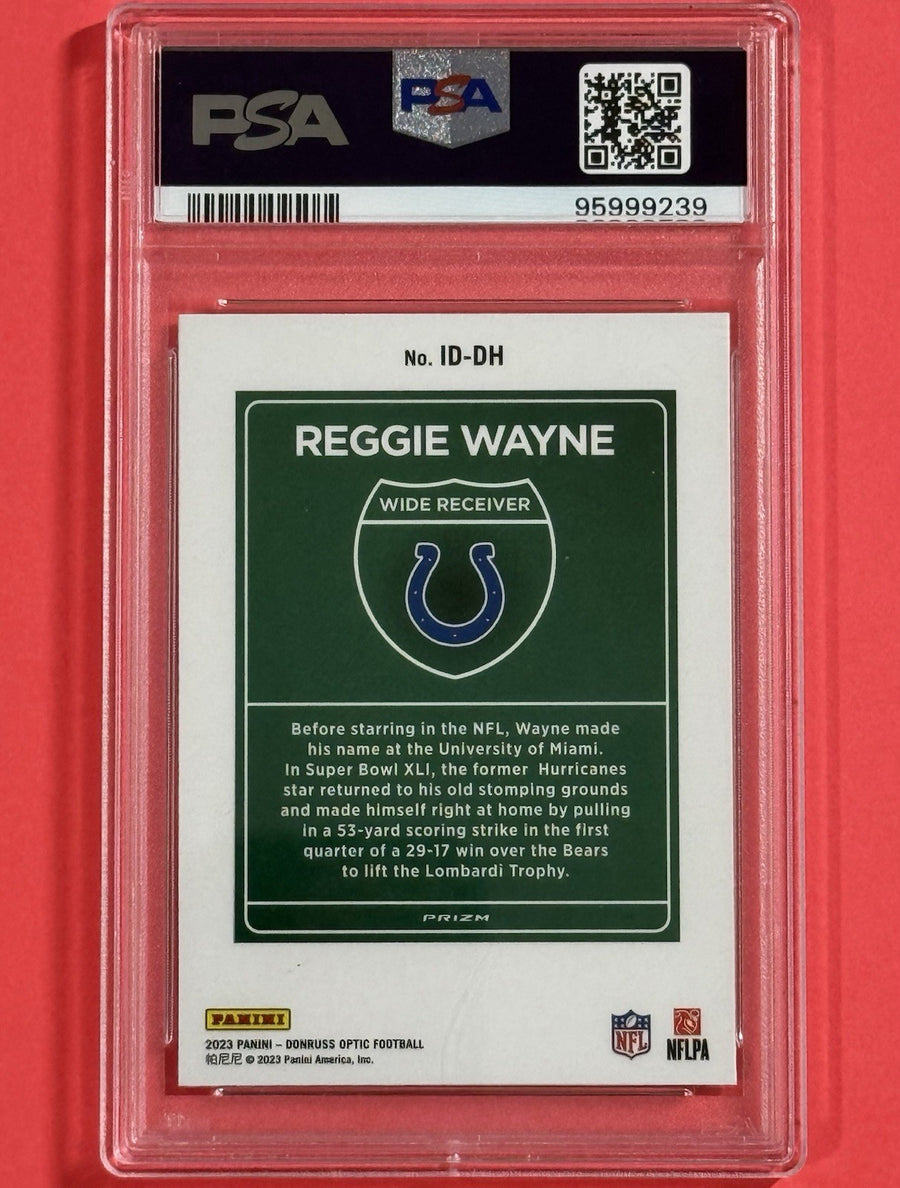 2023 Reggie Wayne — Donruss Optic Super Bowl Downtown — PSA 10 — back photograph