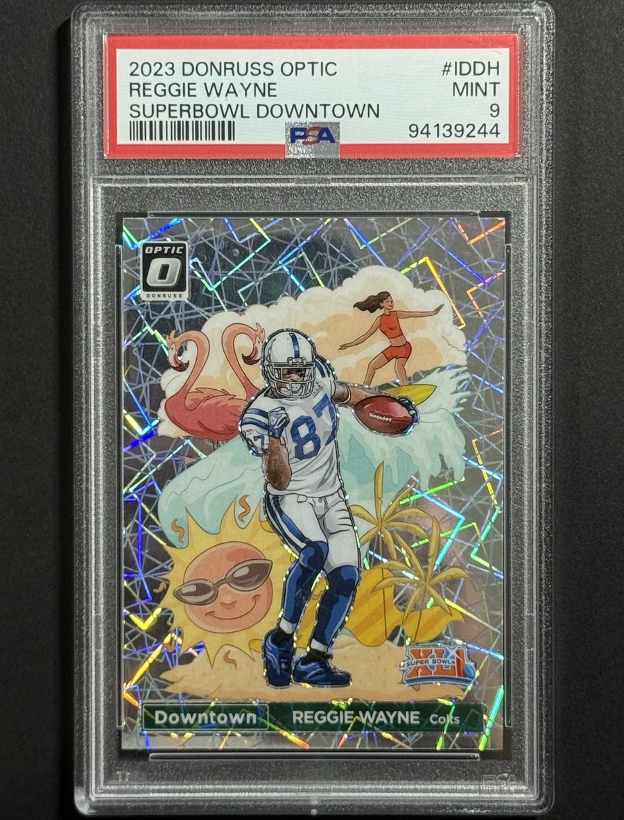 2023 Reggie Wayne — Donruss Optic Super Bowl Downtown — PSA 9 — front photograph