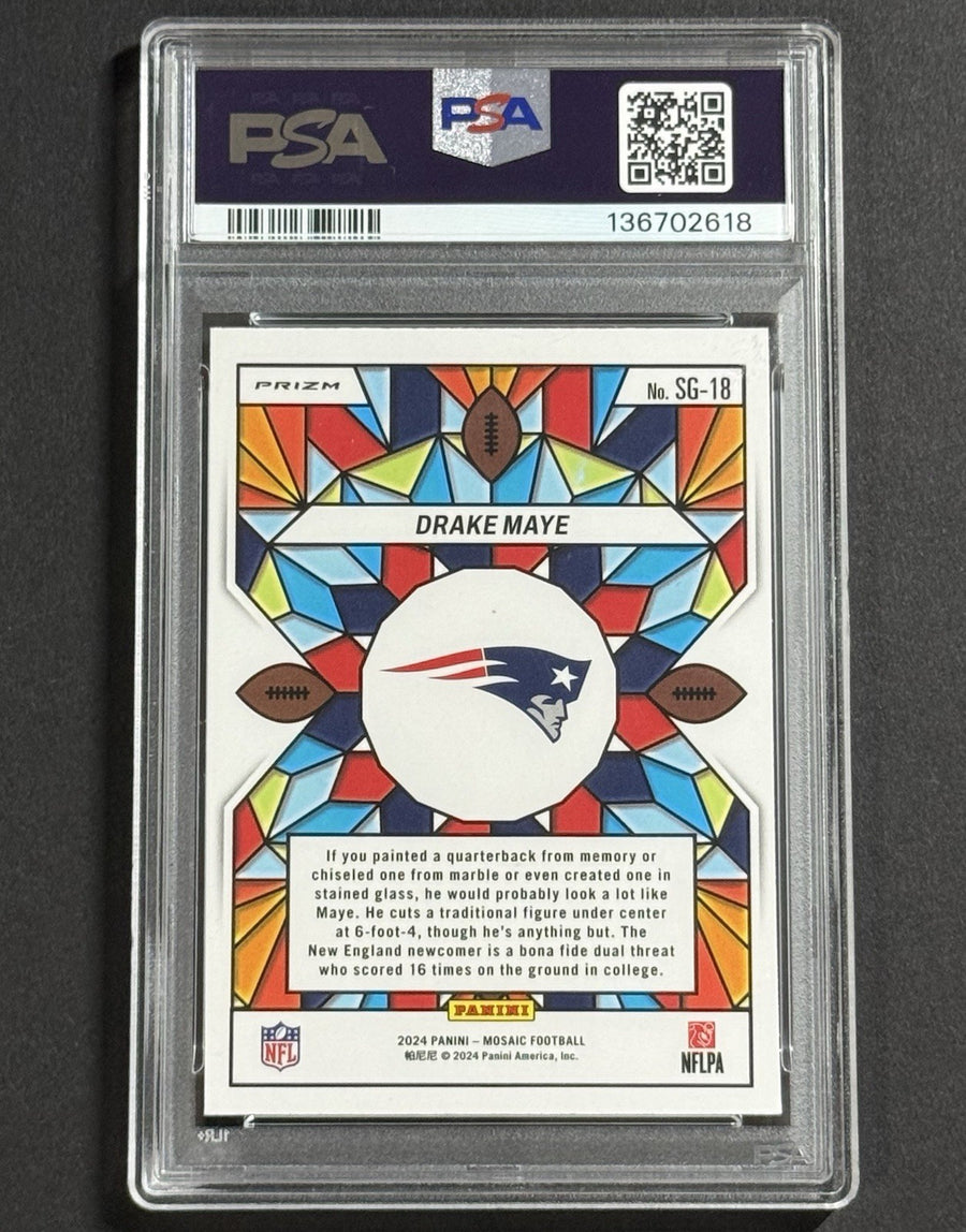 2024 Drake Maye — Mosaic Stained Glass — PSA 9 — back photograph