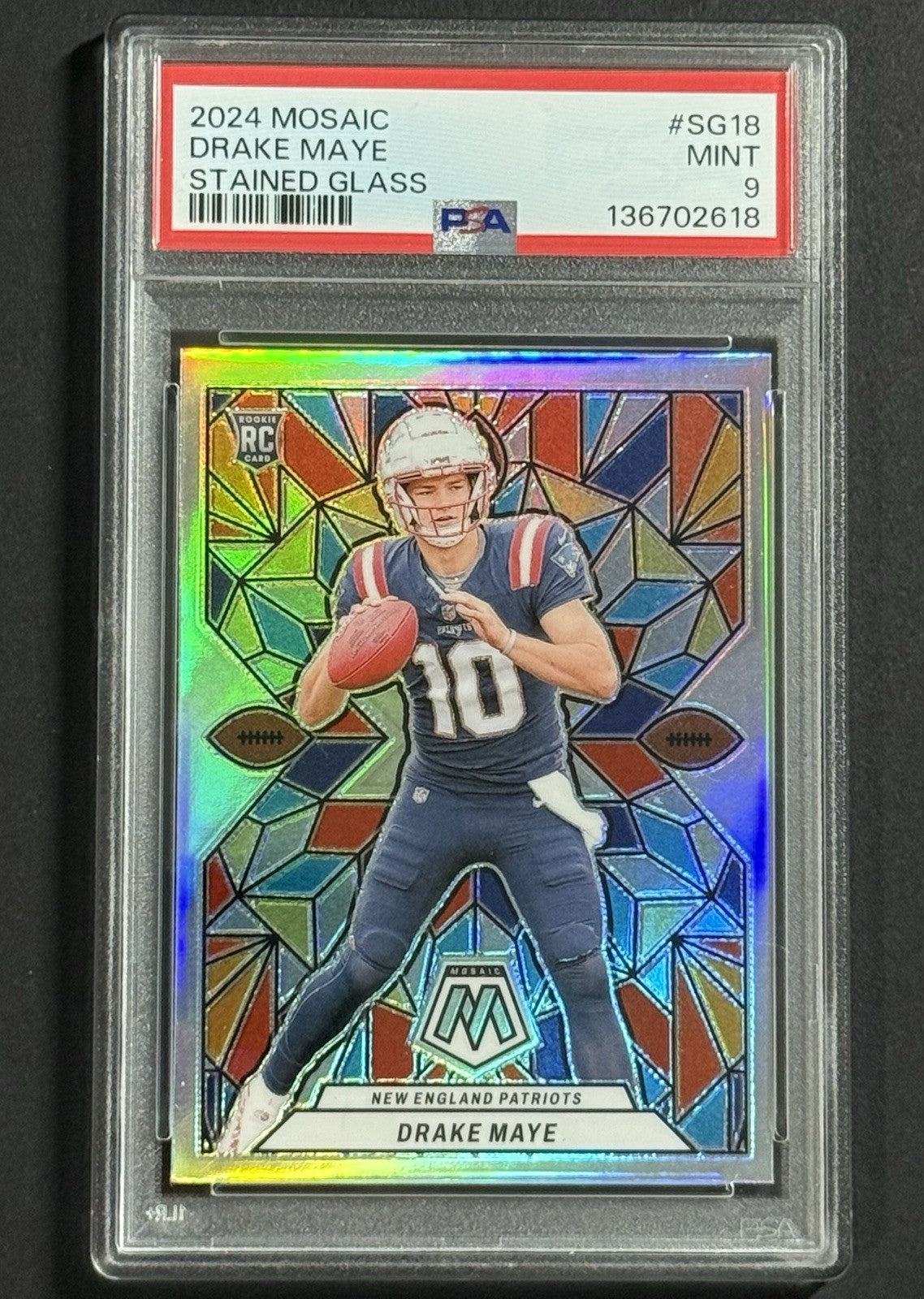 2024 Drake Maye — Mosaic Stained Glass — PSA 9 — front — Inventory P593-C
