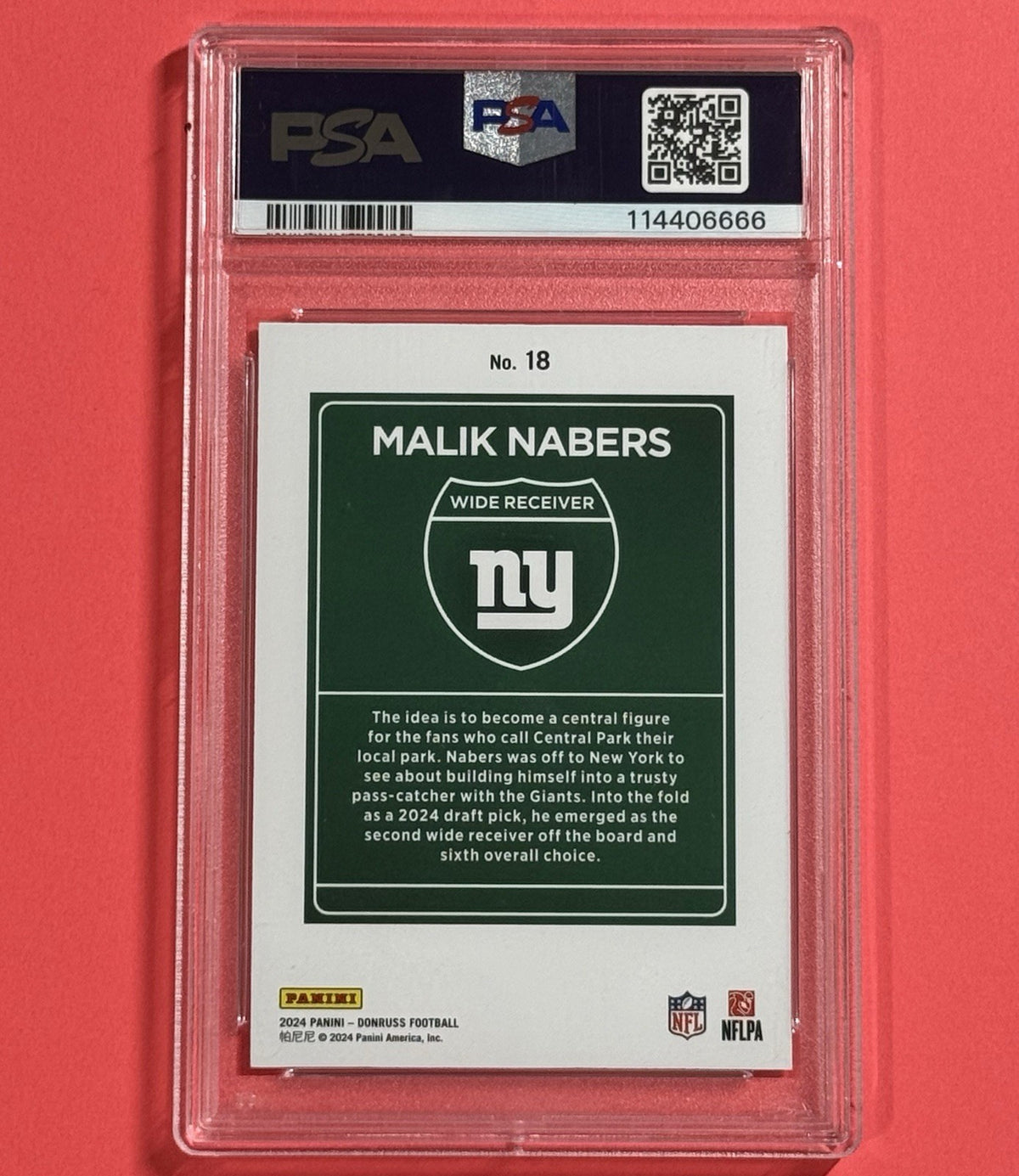 2024 Malik Nabers — Donruss Downtown — PSA 9 — back — Inventory P596-B