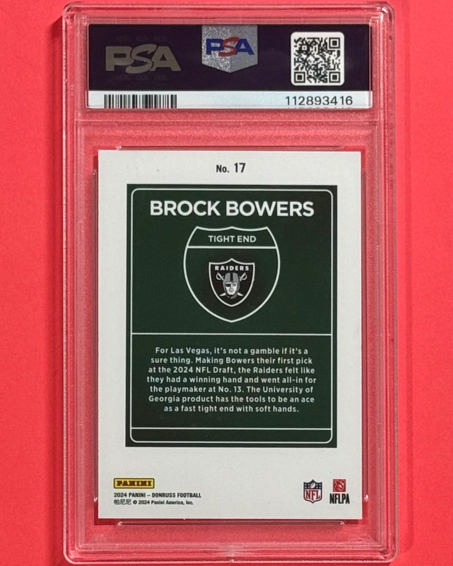 2024 Brock Bowers — Donruss Downtown — PSA 10 — back photograph