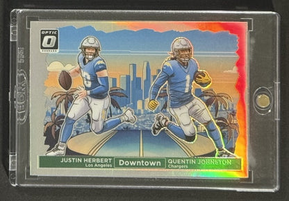 2024 Justin Herbert / Quentin Johnston — Donruss Optic Downtown Duos — Front — Inventory P006-B