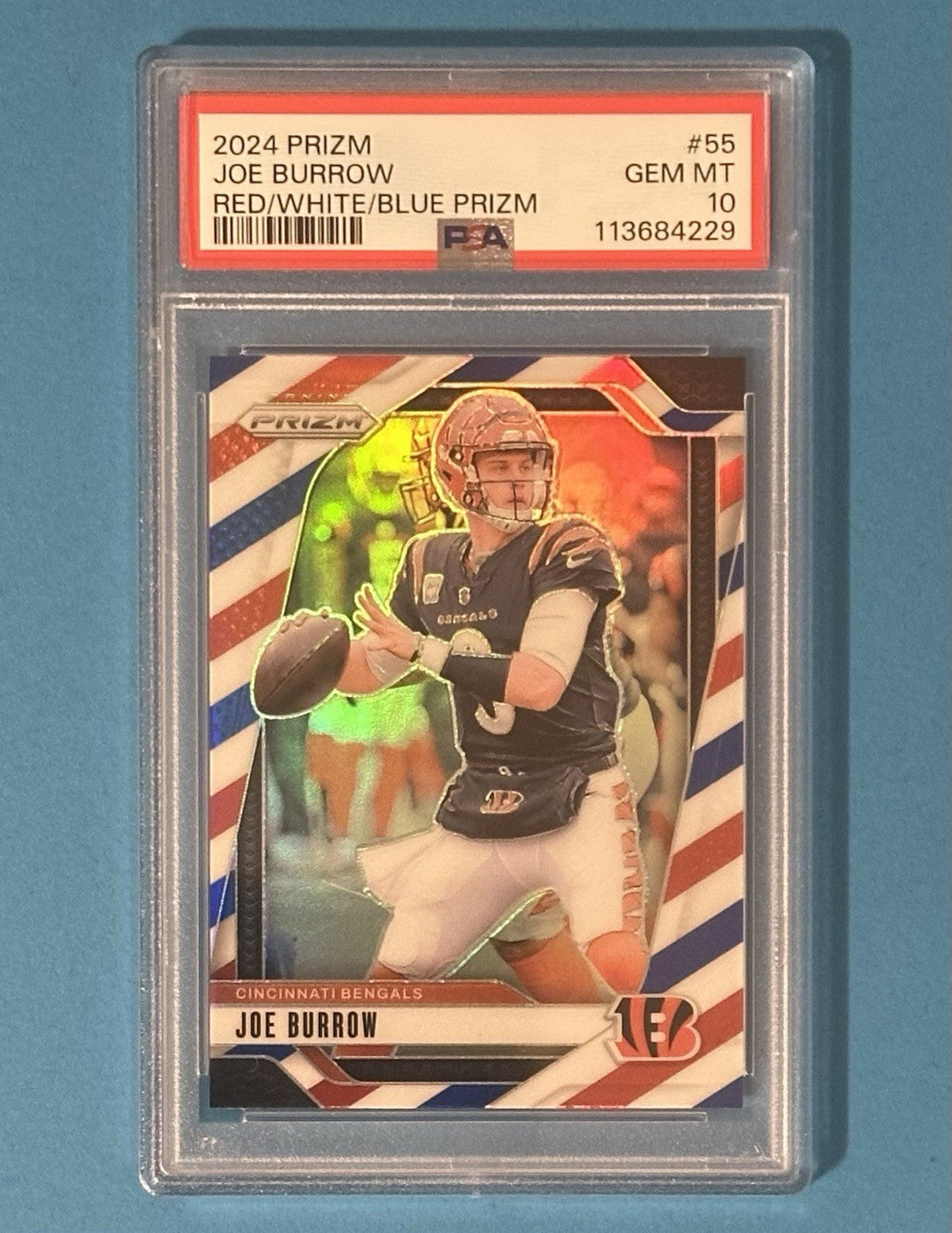 2024 Joe Burrow — Prizm [Red White Blue Prizm] — PSA 10 — front — Inventory P131-B