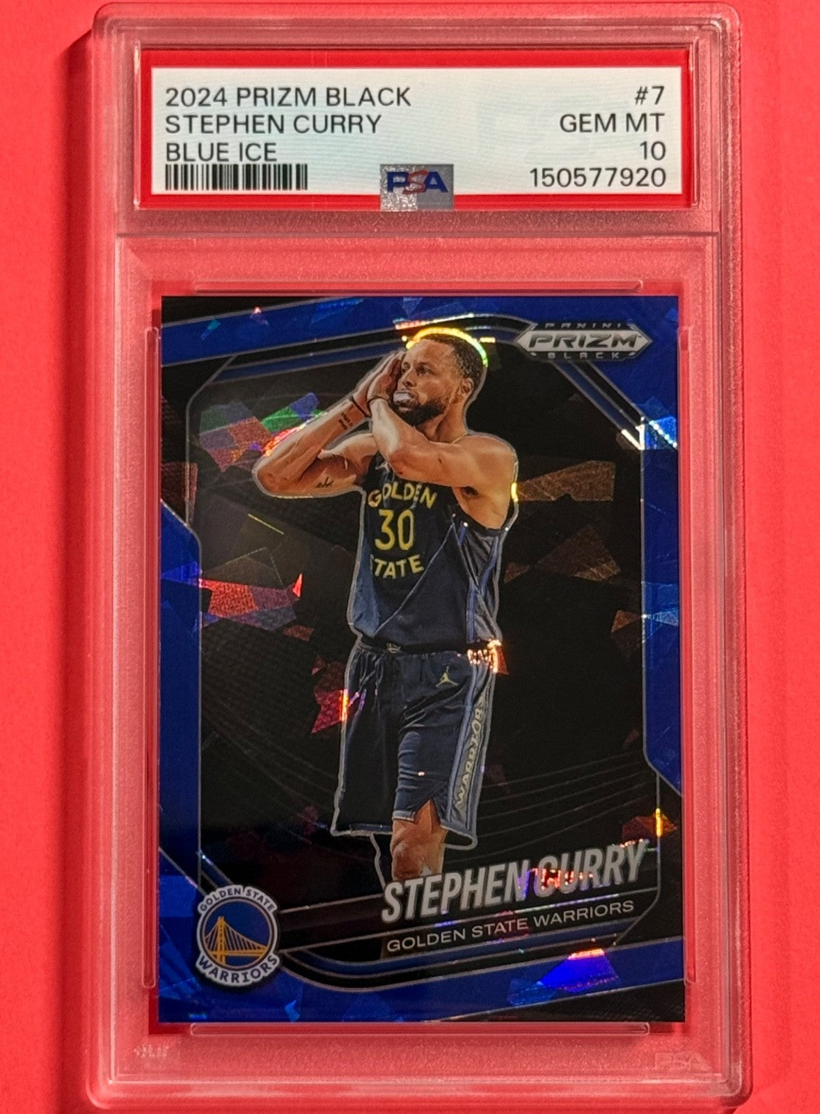 2024-25 Stephen Curry — Prizm Black [Blue Ice] — PSA 10 — front — Inventory P597-B