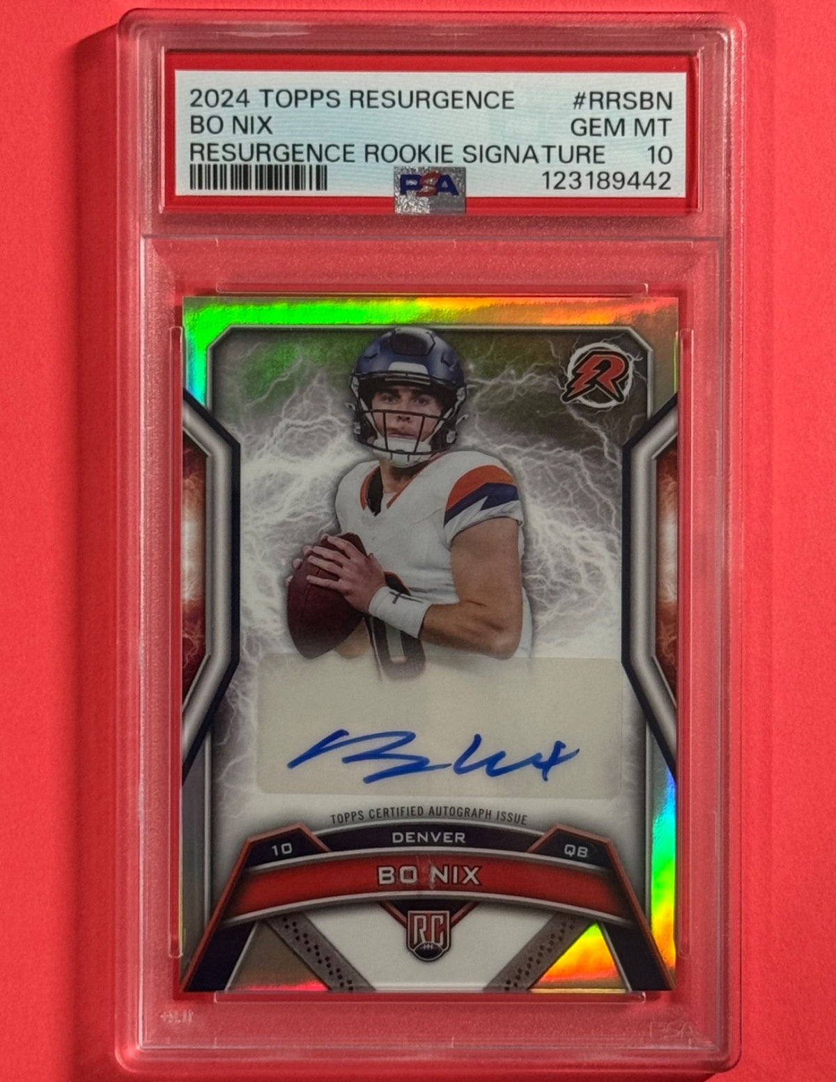 2024 Bo Nix — Resurgence Resurgence Rookie Signatures — PSA 10 — front — Inventory P596-C
