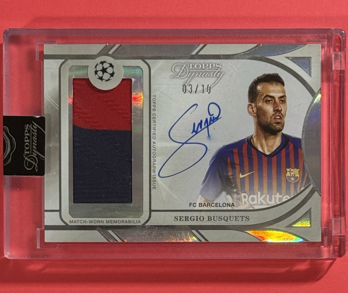 2024-25 Sergio Busquets — Dynasty UEFA Club Competitions Autographed Patch — front — Inventory P591-A